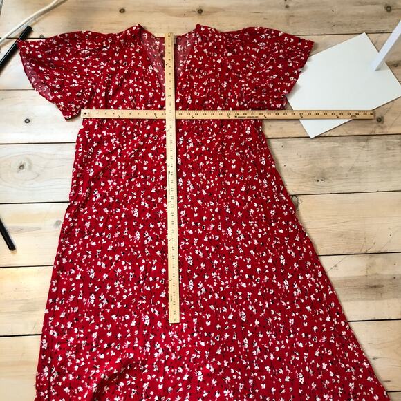 A New Day NWOT Women's Short Sleeve Maxi Sundress Red Floral Size 24 - Picture 7 of 9
